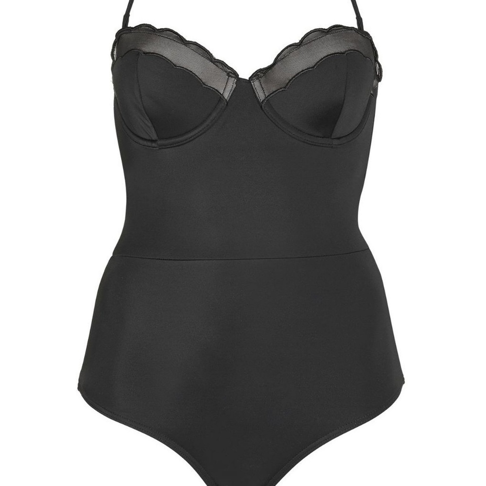Topshop Black Scallop Swimsuit